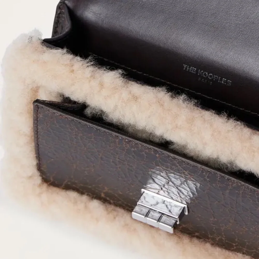 NWT | The Kooples | Leather Shearling-Trim Emily Cross-Body Bag - Picture 4 of 10